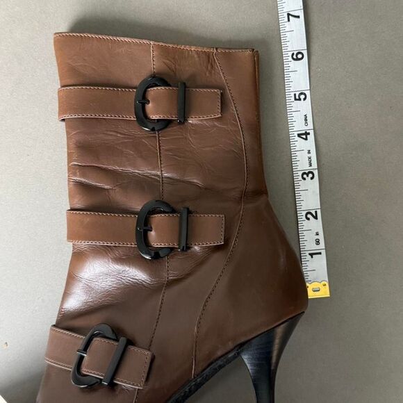 Claudia Ciuti Brown Leather Heeled Boots Size 7 - Picture 5 of 8